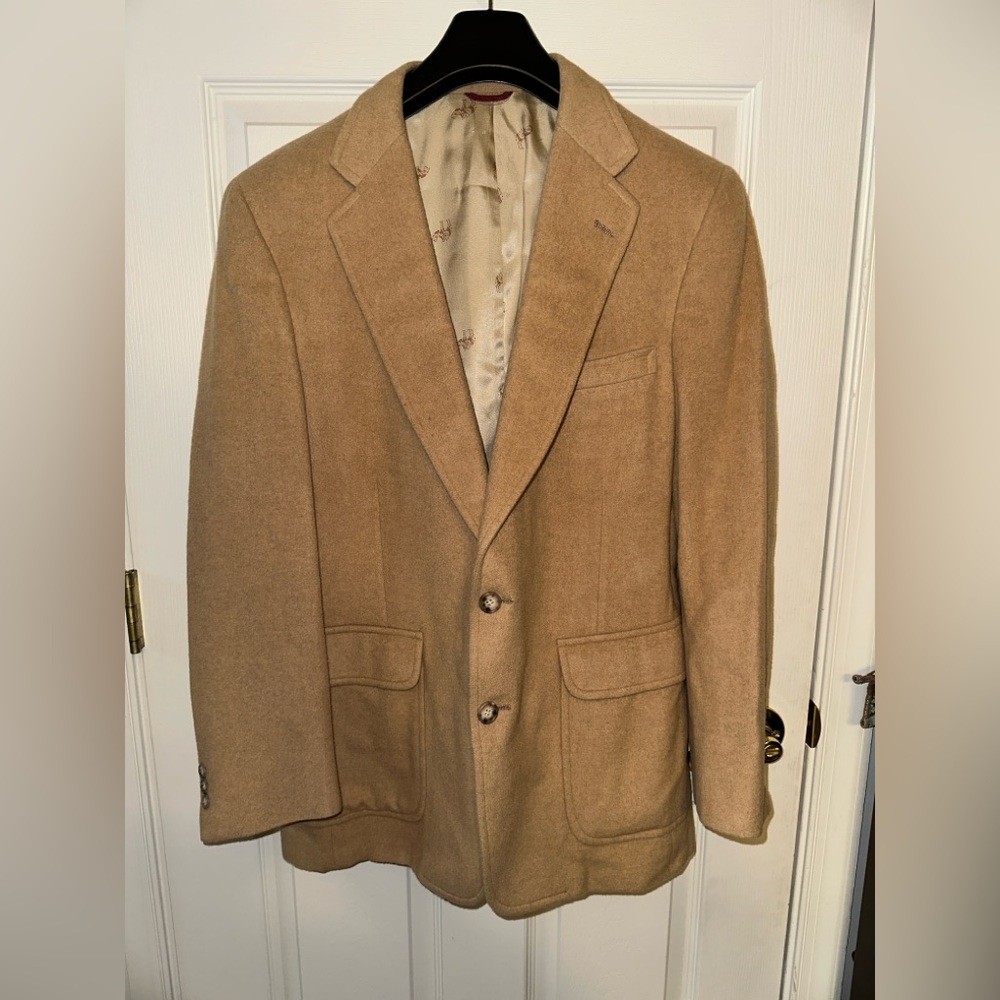 Joseph A. Banks Tan Camel Hair Coat